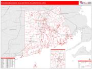 Providence-Warwick <br /> Wall Map <br /> Red Line Style 2025 Map