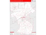 Roanoke <br /> Wall Map <br /> Red Line Style 2025 Map