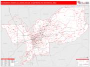 Sacramento-Roseville-Arden-Arcade <br /> Wall Map <br /> Red Line Style 2025 Map