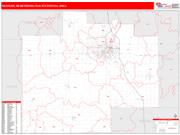 Saginaw <br /> Wall Map <br /> Red Line Style 2025 Map