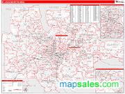 St. Louis <br /> Wall Map <br /> Red Line Style 2025 Map