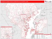 Baltimore-Columbia-Towson <br /> Wall Map <br /> Red Line Style 2025 Map