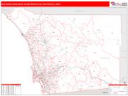 San Diego-Carlsbad <br /> Wall Map <br /> Red Line Style 2025 Map