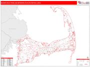 Barnstable Town <br /> Wall Map <br /> Red Line Style 2025 Map