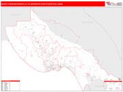 Santa Cruz-Watsonville <br /> Wall Map <br /> Red Line Style 2025 Map