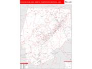 Scranton-Wilkes-Barre-Hazleton <br /> Wall Map <br /> Red Line Style 2025 Map