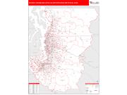 Seattle-Tacoma-Bellevue <br /> Wall Map <br /> Red Line Style 2025 Map