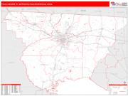Tallahassee <br /> Wall Map <br /> Red Line Style 2025 Map