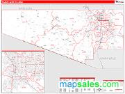 Tucson <br /> Wall Map <br /> Red Line Style 2025 Map