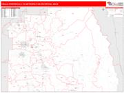 Visalia-Porterville <br /> Wall Map <br /> Red Line Style 2025 Map