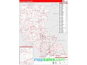 Waterbury <br /> Wall Map <br /> Red Line Style 2025 Map
