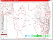 West Palm Beach-Boca Raton <br /> Wall Map <br /> Red Line Style 2025 Map