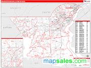 Wilmington-Newark <br /> Wall Map <br /> Red Line Style 2025 Map
