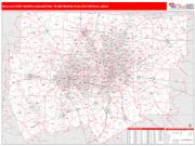 Dallas-Fort Worth-Arlington <br /> Wall Map <br /> Red Line Style 2025 Map