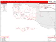 Santa Maria-Santa Barbara <br /> Wall Map <br /> Red Line Style 2025 Map