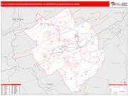 Blacksburg-Christiansburg-Radford <br /> Wall Map <br /> Red Line Style 2025 Map