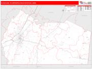 Cleveland <br /> Wall Map <br /> Red Line Style 2025 Map