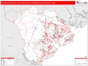 Hilton Head Island-Bluffton-Beaufort <br /> Wall Map <br /> Red Line Style 2024 Map