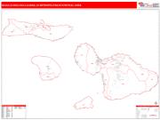 Kahului-Wailuku-Lahaina <br /> Wall Map <br /> Red Line Style 2025 Map