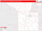 Mankato-North Mankato <br /> Wall Map <br /> Red Line Style 2025 Map