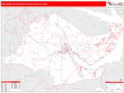 New Bern <br /> Wall Map <br /> Red Line Style 2025 Map
