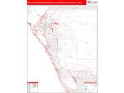 North Port-Sarasota-Bradenton <br /> Wall Map <br /> Red Line Style 2025 Map