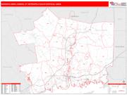 Norwich-New London <br /> Wall Map <br /> Red Line Style 2025 Map