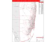 Miami-Fort Lauderdale-West Palm Beach <br /> Wall Map <br /> Red Line Style 2025 Map