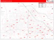 San Fernando Valley <br /> Wall Map <br /> Red Line Style 2025 Map