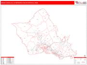 Urban Honolulu <br /> Wall Map <br /> Red Line Style 2025 Map