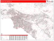 Greater Los Angeles <br /> Wall Map <br /> Red Line Style 2025 Map