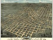 1871 Atlanta <br />Antique <br /> Wall Map Map