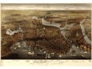 1873 Boston <br />Antique <br /> Wall Map Map