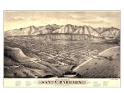 1877 Santa Barbara <br />Antique <br /> Wall Map Map