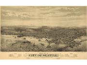 1878 Seattle <br />Antique <br /> Wall Map Map