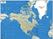 North America <br />Simplified <br /> Wall Map Map