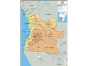 Angola <br /> Physical <br /> Wall Map Map