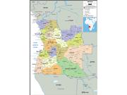 Angola <br /> Political <br /> Wall Map Map