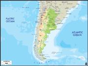 Argentina <br /> Physical <br /> Wall Map Map