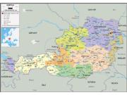 Austria <br /> Political <br /> Wall Map Map