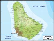 Barbados <br /> Physical <br /> Wall Map Map