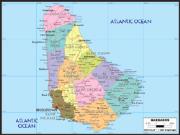 Barbados <br /> Political <br /> Wall Map Map
