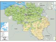 Belgium <br /> Physical <br /> Wall Map Map