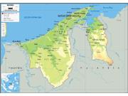 Brunei <br /> Physical <br /> Wall Map Map