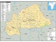 Burkina Faso <br /> Physical <br /> Wall Map Map