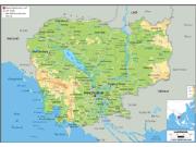 Cambodia <br /> Physical <br /> Wall Map Map