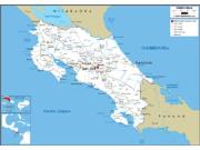 Costa Rica Road <br /> Wall Map Map