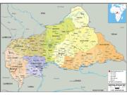 C. African Republic <br /> Political <br /> Wall Map Map