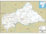 C. African Republic Road <br /> Wall Map Map