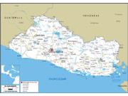 El Salvador Road <br /> Wall Map Map